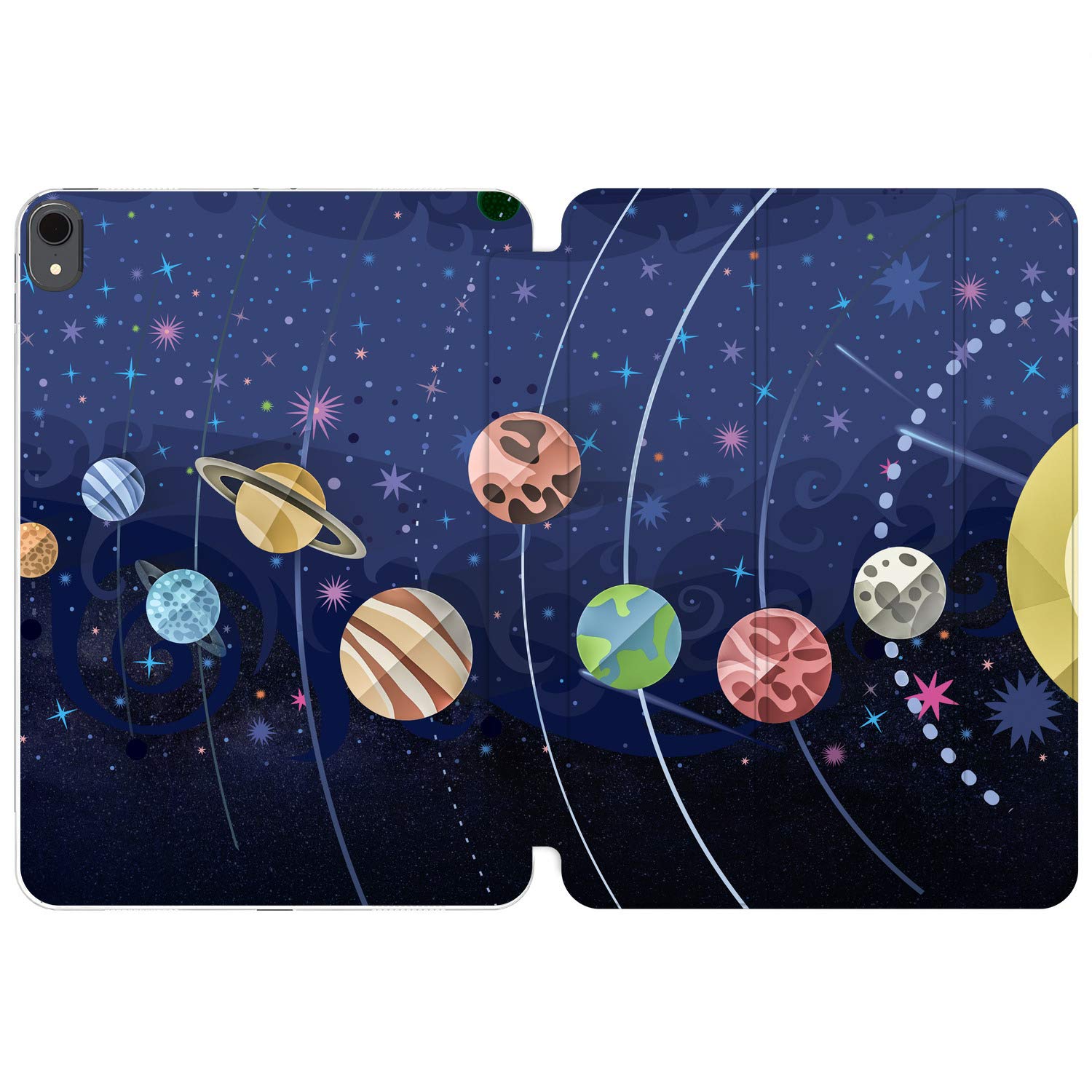 Cavka Case for iPad Pro 13 M4 Air M2 11 2024 4th 10.9 2022 10.2 12.9 10.5 9.7 Mini 6 5 4 3 2 1 Cute Print System Space Solar Pattern Magnetic Stand