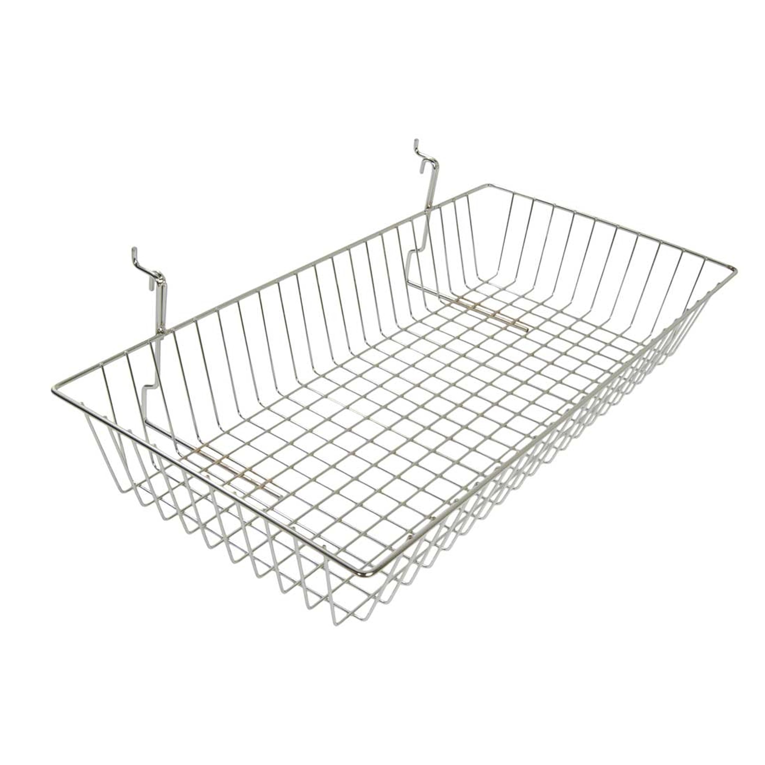 My Shopfittings Chrome Slatwall Shelves & Baskets - 60 X 30 X 10Cm. Gridwall/Slatwall Shallow Multifit Basket – W600mm / 24″ Large 600Mm Wide Chrome Multi-Fit Basket. (1)