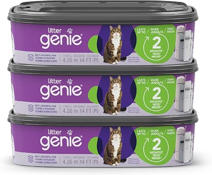 Litter Genie Refill Bags | Standard 3-Pack, 28 total ft | Up to 6 Months of Supply | Ultimate Odor Control Cat Litter Bags