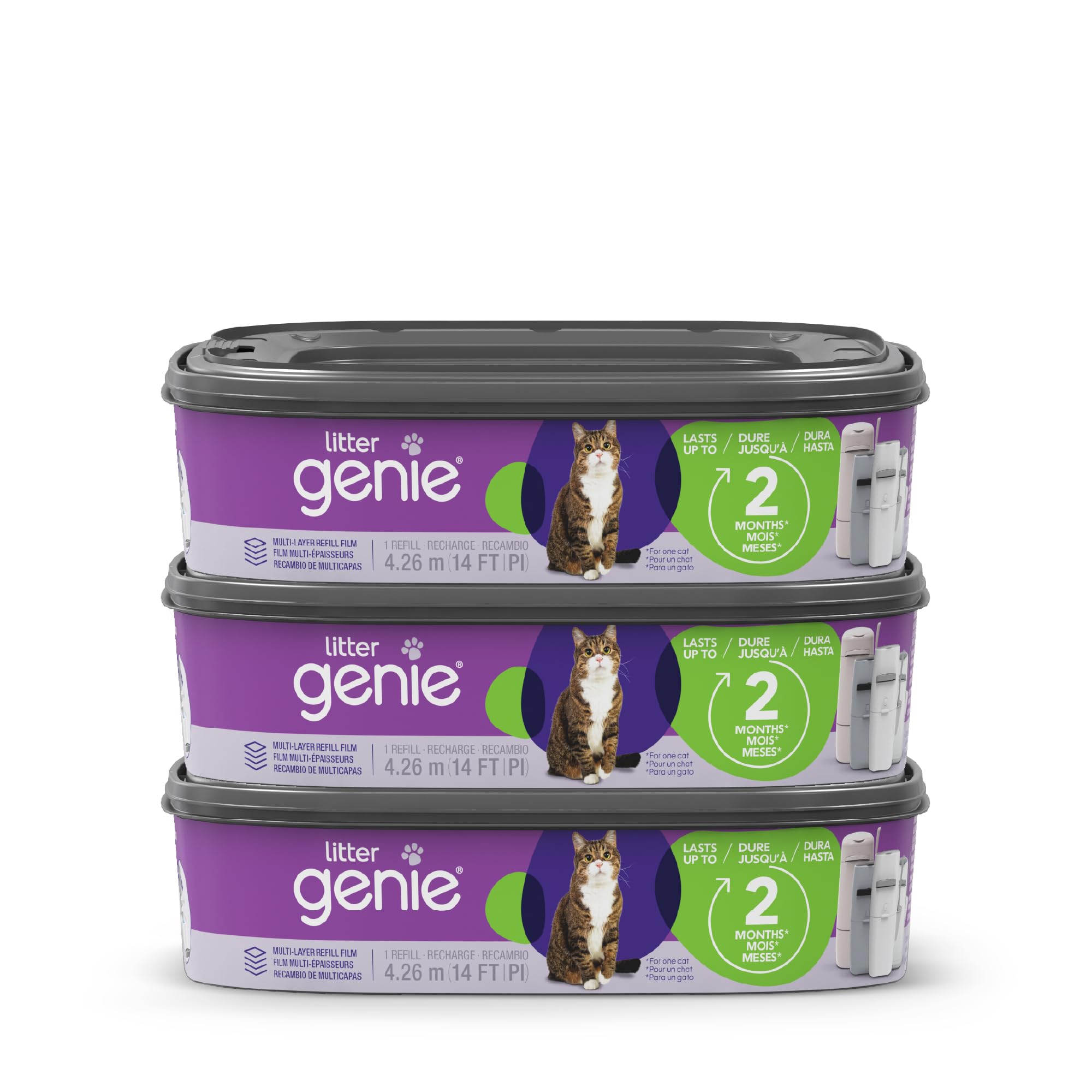Litter Genie Refill Bags | Standard 3-Pack, 28 total ft | Up to 6 Months of Supply | Ultimate Odor Control Cat Litter Bags