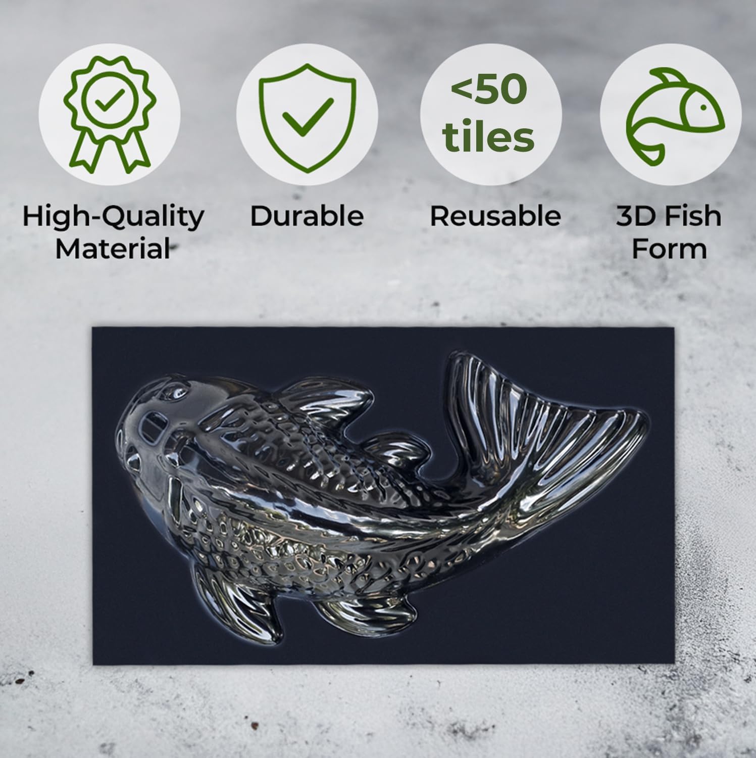 3D Fish Cement Molds Plastic ABS 2mm - Fish Scale Concrete Mold - Fish Stone Decor Garden Aquarium Plastic Mold - Concrete Molds and Forms Animals Reusable