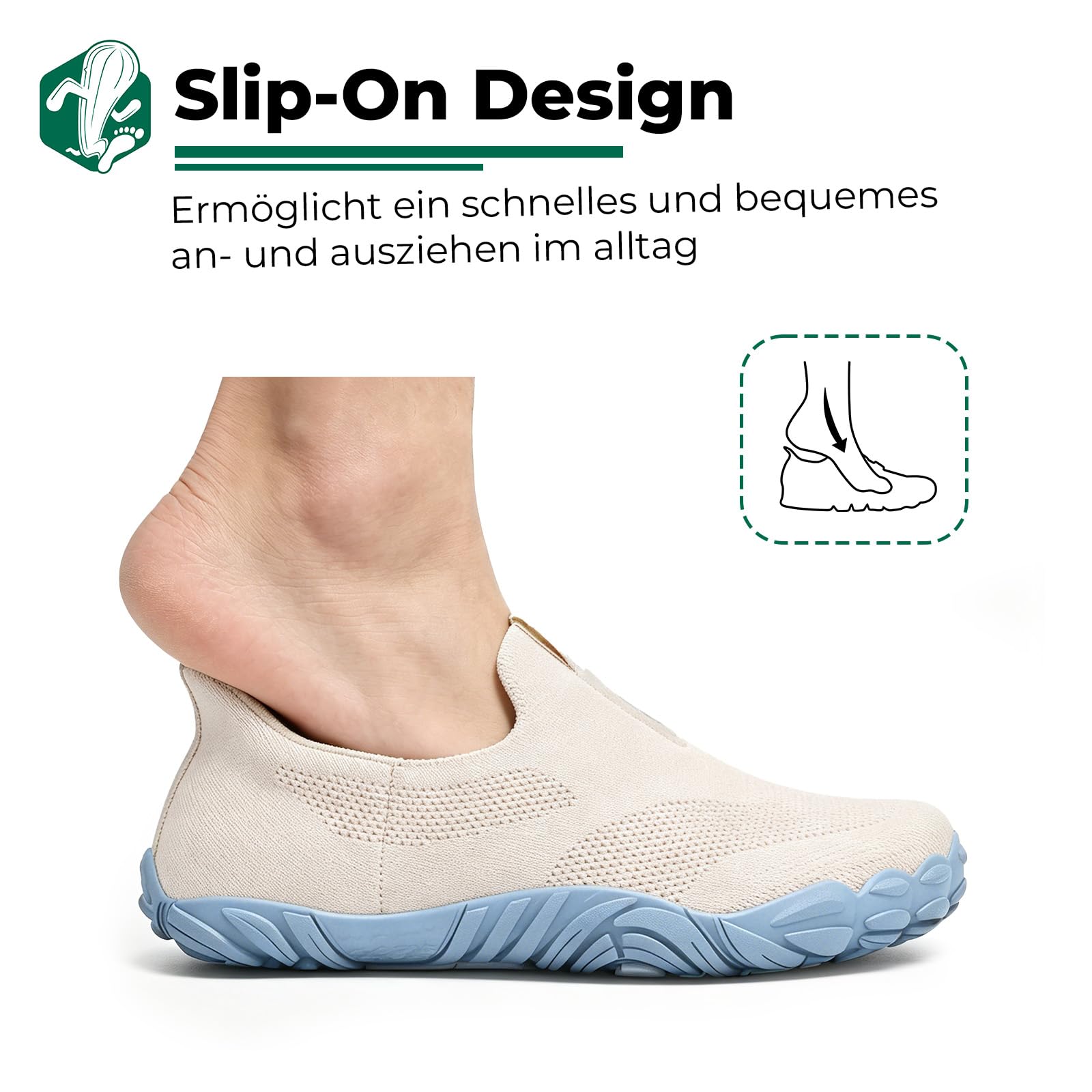 SAGUARO Unisex Barfußschuhe Slip On Fitnessschuhe mit Breiter Zehenbox und Zero-Drop Solhe, Gr. 36-46