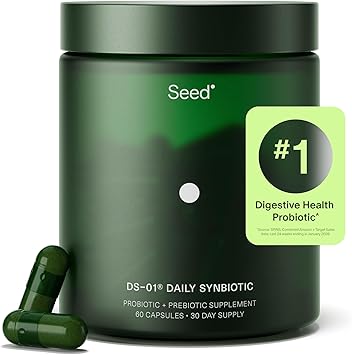 Seed DS-01 Daily Synbiotic - Prebiotic and Probiotic for Women & Men - Digestive Health, Gut Health, Immune Support, Bloating & Constipation Relief - Vegan & Shelf-Stable - 60 Capsules (30...