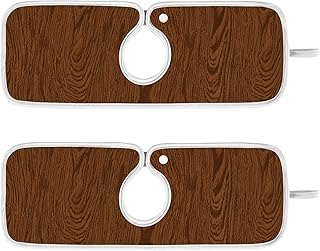 faucet stone mat for kitchen sink reusable & decorated hangable faucet splash guard mat Prevents Moisture Buildup 14.9”--Brown Wood Grain Vintage