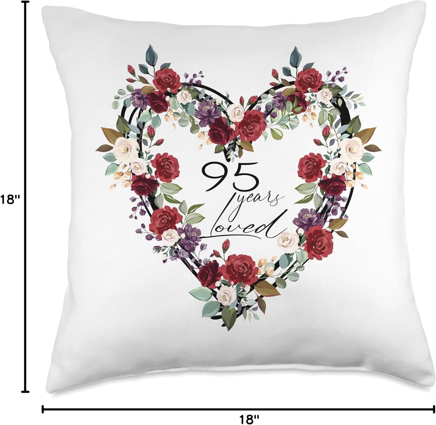 95th Birthday Gifts for Women - 95 Years Loved for Women Throw Pillow
