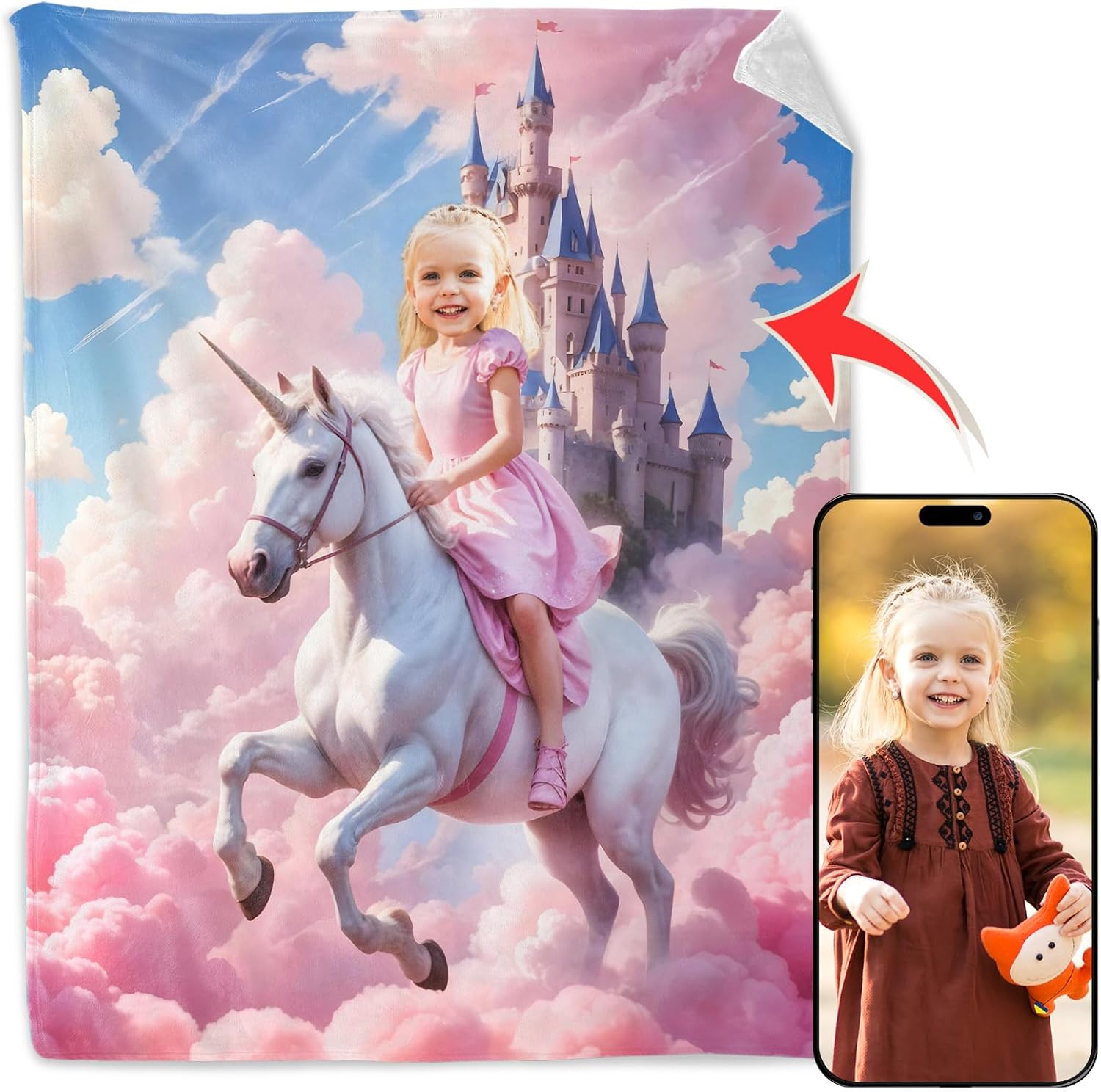 Custom Unicorn Blanket for Girls 6-8 - Lightweight Comfort Throw Blanket - 40" x 50" Inches Unicorn Blankets for Room Sofa - Cartoon Unicorn Blanket Gifts