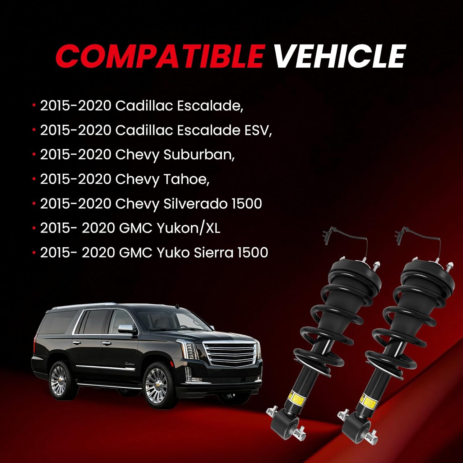 4PCS Front & Rear Shock Strut Assembly w/Magnetic 2015-2020 Fit for Cadillac Escalade ESV, Fit for Chevy Suburban Tahoe Silverado, Fit for GMC Yukon XL Sierra 1500, Replaces 84176675 84977478