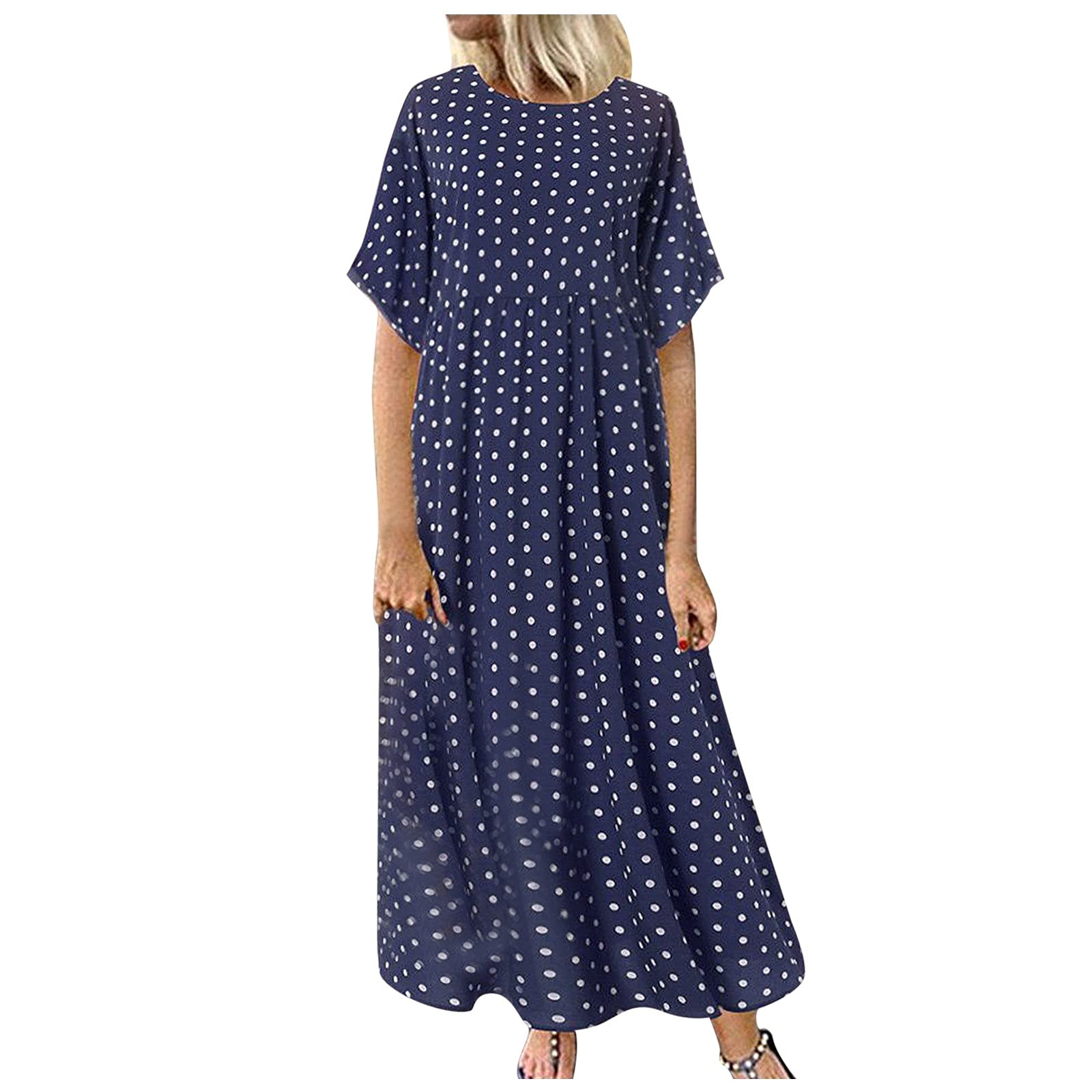 Robe rétro à pois femme manches courtes grande taille mode décontractée