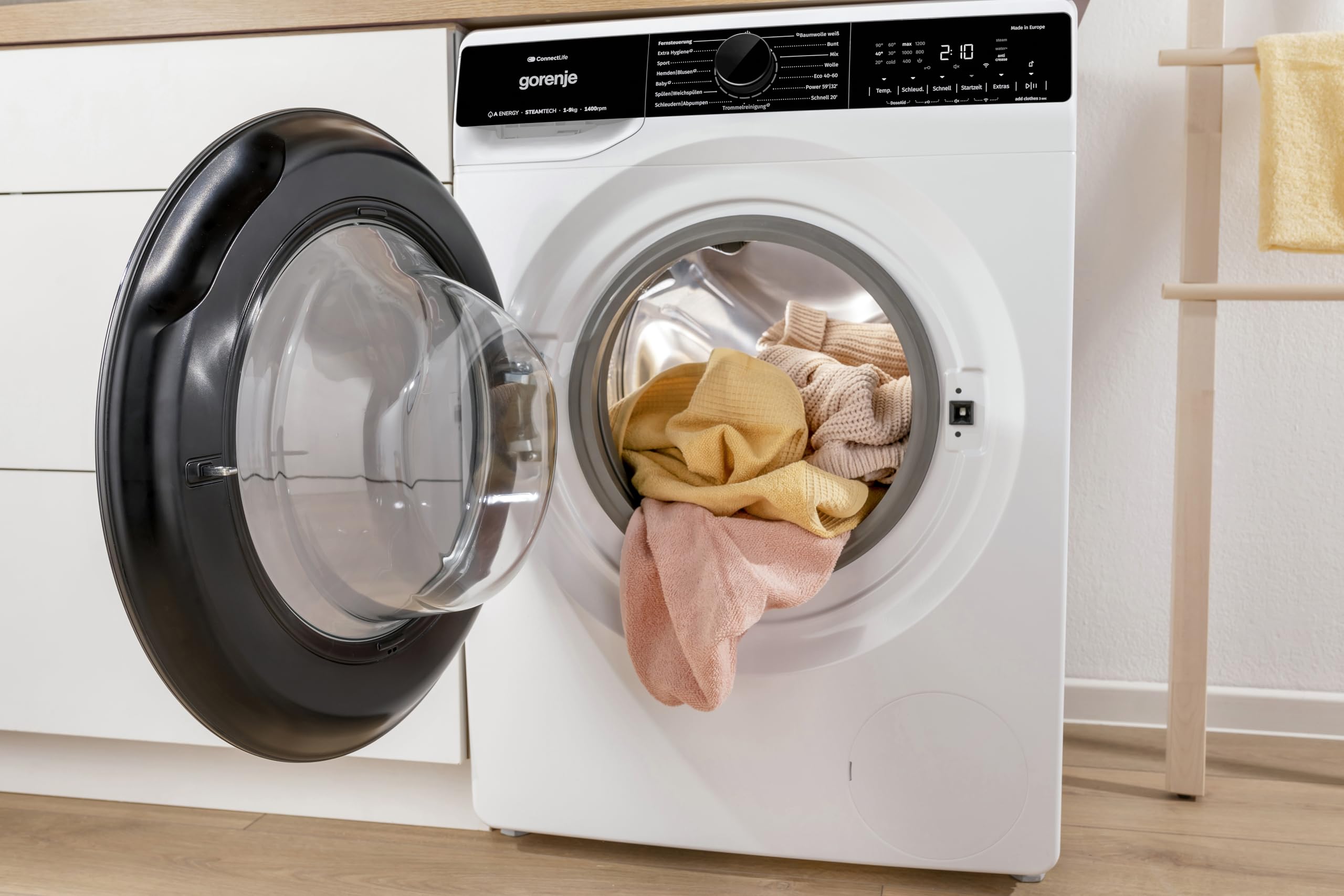 Gorenje WPNA 84 SATSWIFI Waschmaschine mit Dampffunktion / 8 kg / 1400 U/Slim Line/ConnectLife WiFi/Total AuaStop/Inverter PowerDrive Motor/Edelstahltrommel/Kindersicherung/EEK A