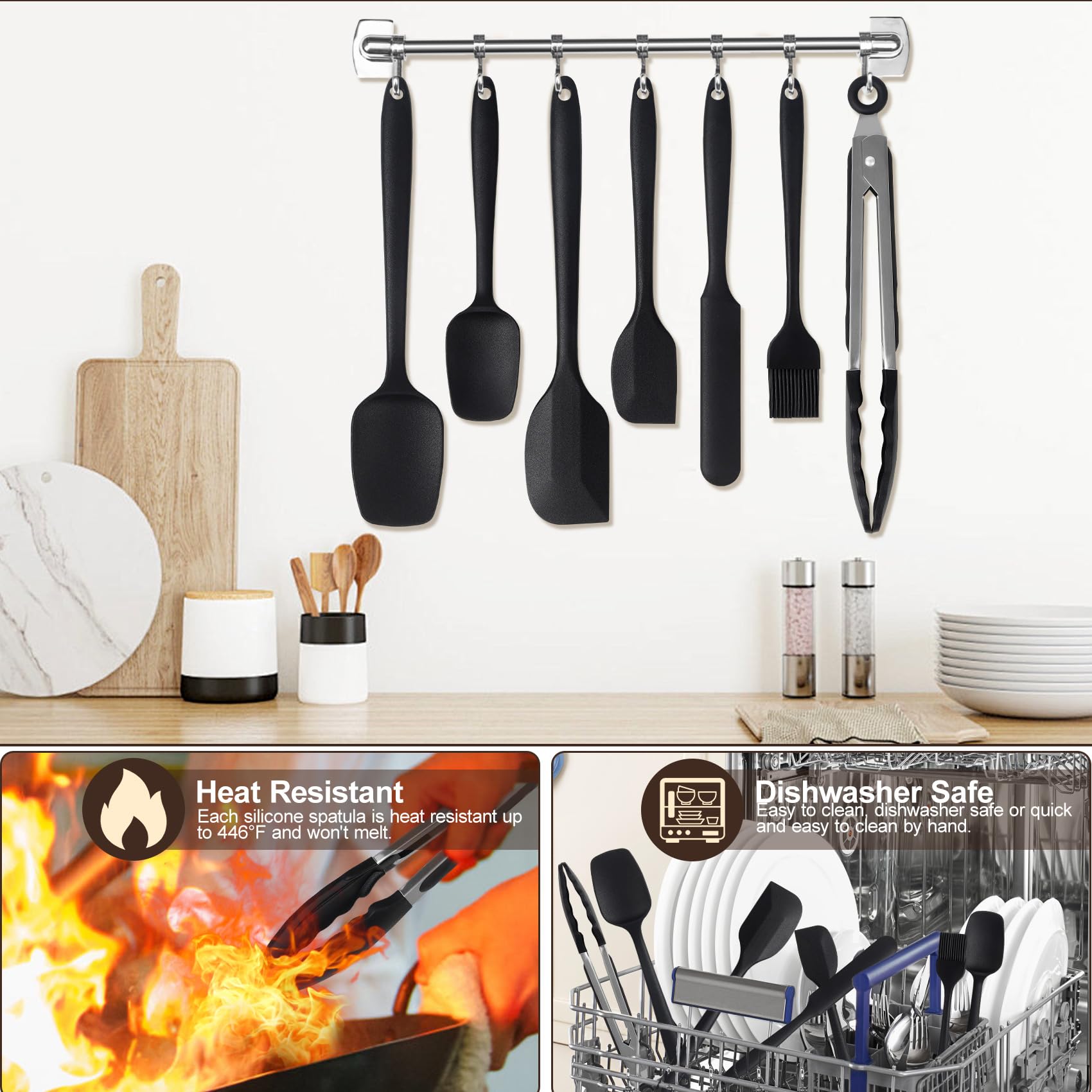 7-teiliges Silikon Teigschaber Set In Pink - Spatel & Teigkarten Für Backbegeisterte