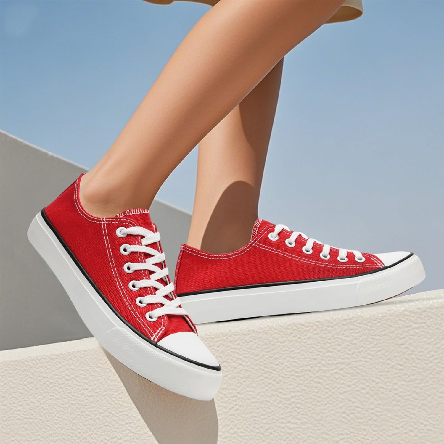 rosyclo Canvas Shoes for Women and Men, Low Top Canvas Sneakers Fashion Lace Up Comfortable Womens Classic Casual Tennis Walking Shoes - Image 3