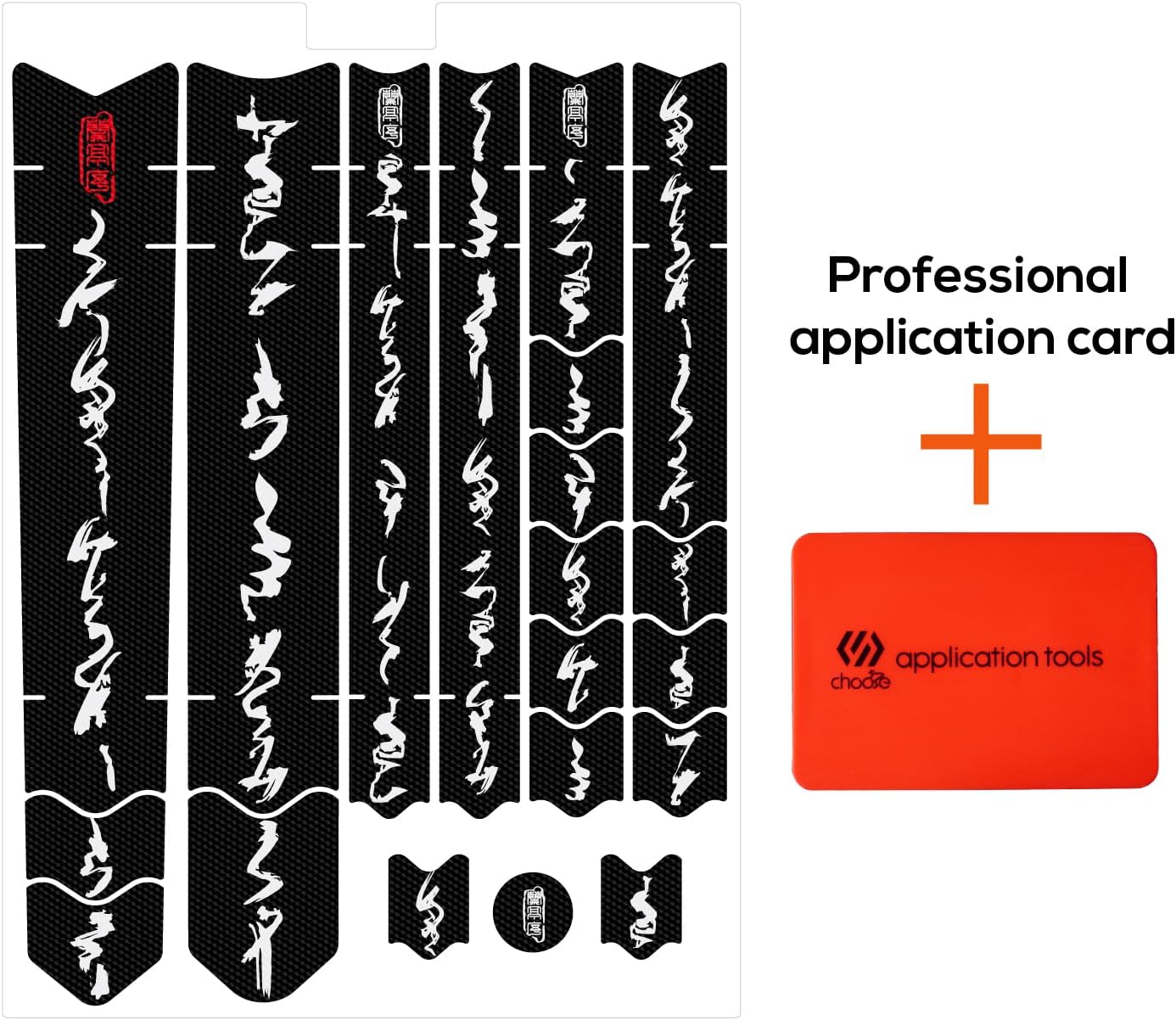 Chooee Road Bicycle Frame Protection Gravel Bike Frame Protector Total Road Bike Frame Guard 20 Piece Set Frame Wrap for Down Tube Chainstay Forks Black/Clear