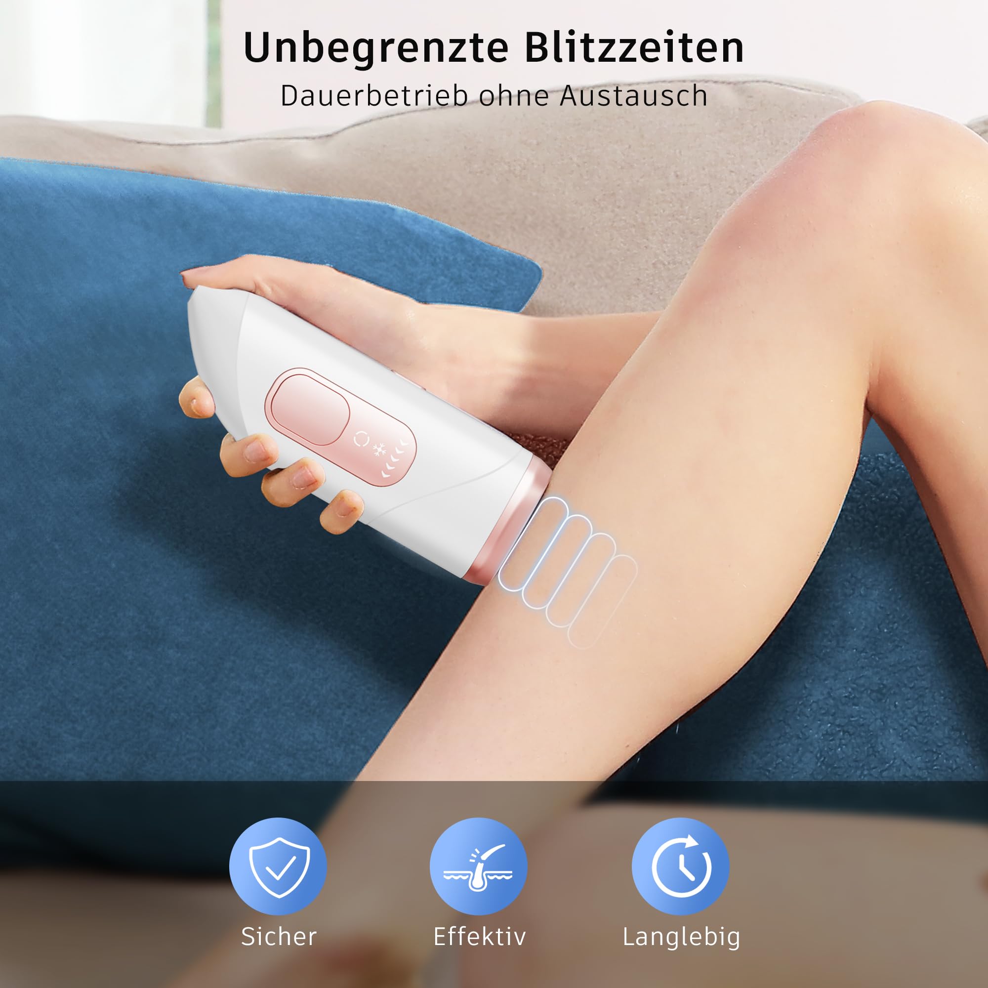 IPL Laser Haarentfernung mit Kühlfunktion, Unbegrenzten Blitzen, 600-1200NM Rotlichttechnologie, Schmerzfrei für Frauen Männer Körper - Rose