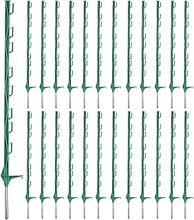 25 Pack Electric Fence Posts,48 Inch/4FT Step-in Plastic Posts for Farm and Garden,Temporary Sturdy Fencing System for Electric Fencing and Yard Protection, Green