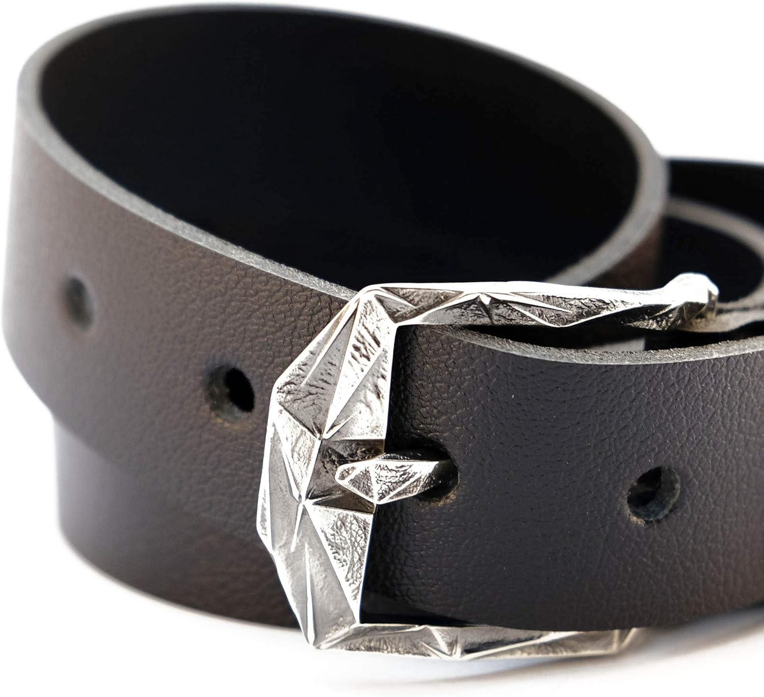German silver belt buckle Ice, Handmade low poly sculptural frame type 1.5 inch solid german silver belt buckle