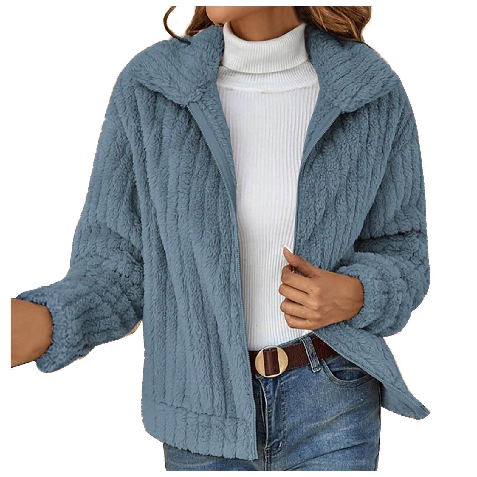 Veste Polaire Femme Avec Capuche - Manteau épais Doux Et Chaud - Fermeture éclair - Pour L'hiver Décontracté
