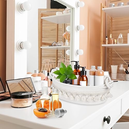 Miniatura 5 de Canastas pequeñas tejidas para almacenamiento, cestas de almacenamiento de papel higiénico para organizar canastas de regalo vacías decorativas para