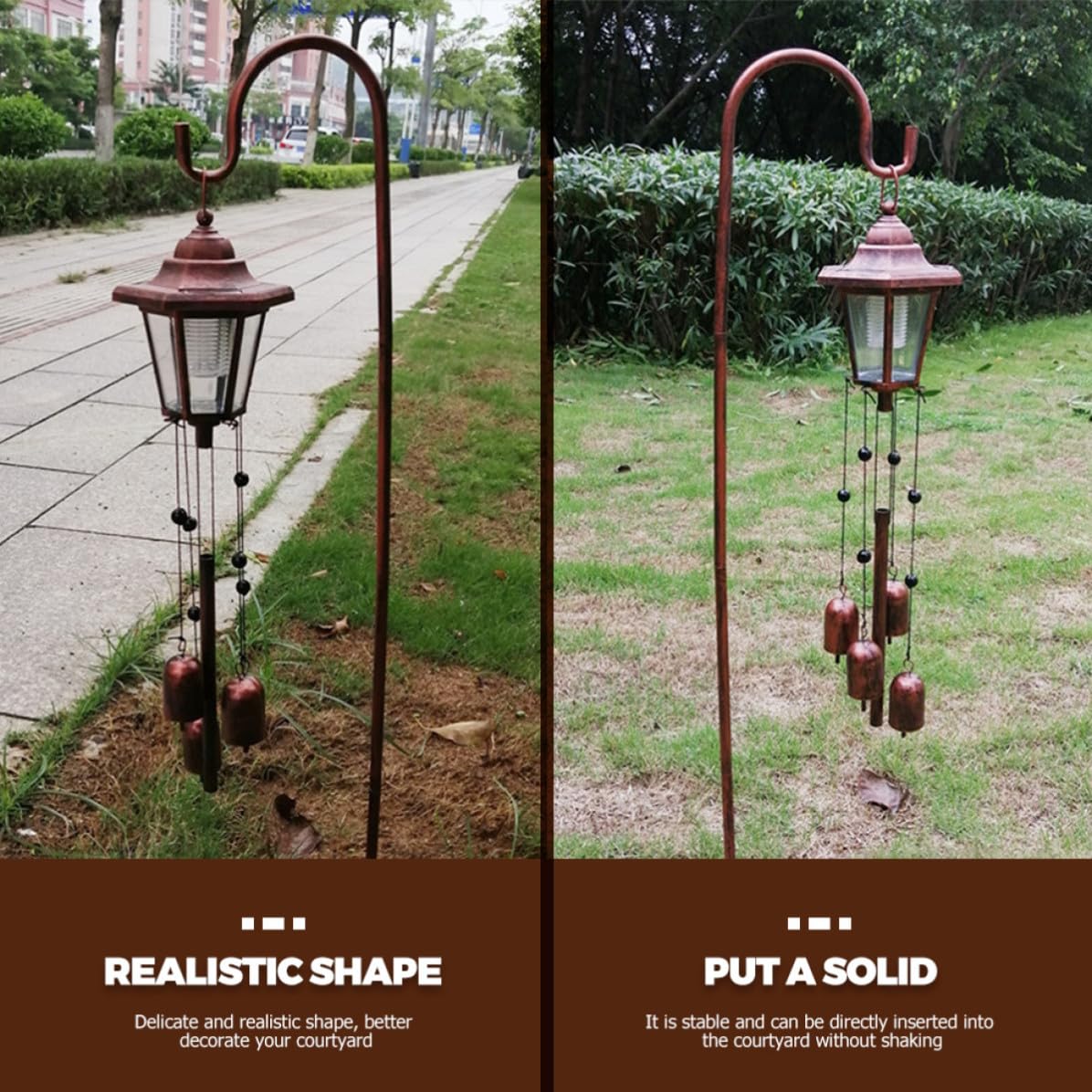 Toddmomy Campanelli a Vento Solari da Giardino Funzione di Illuminazione Notturna e Struttura in Ferro, Decorazione Originale e Retrò per Patio e Cortile
