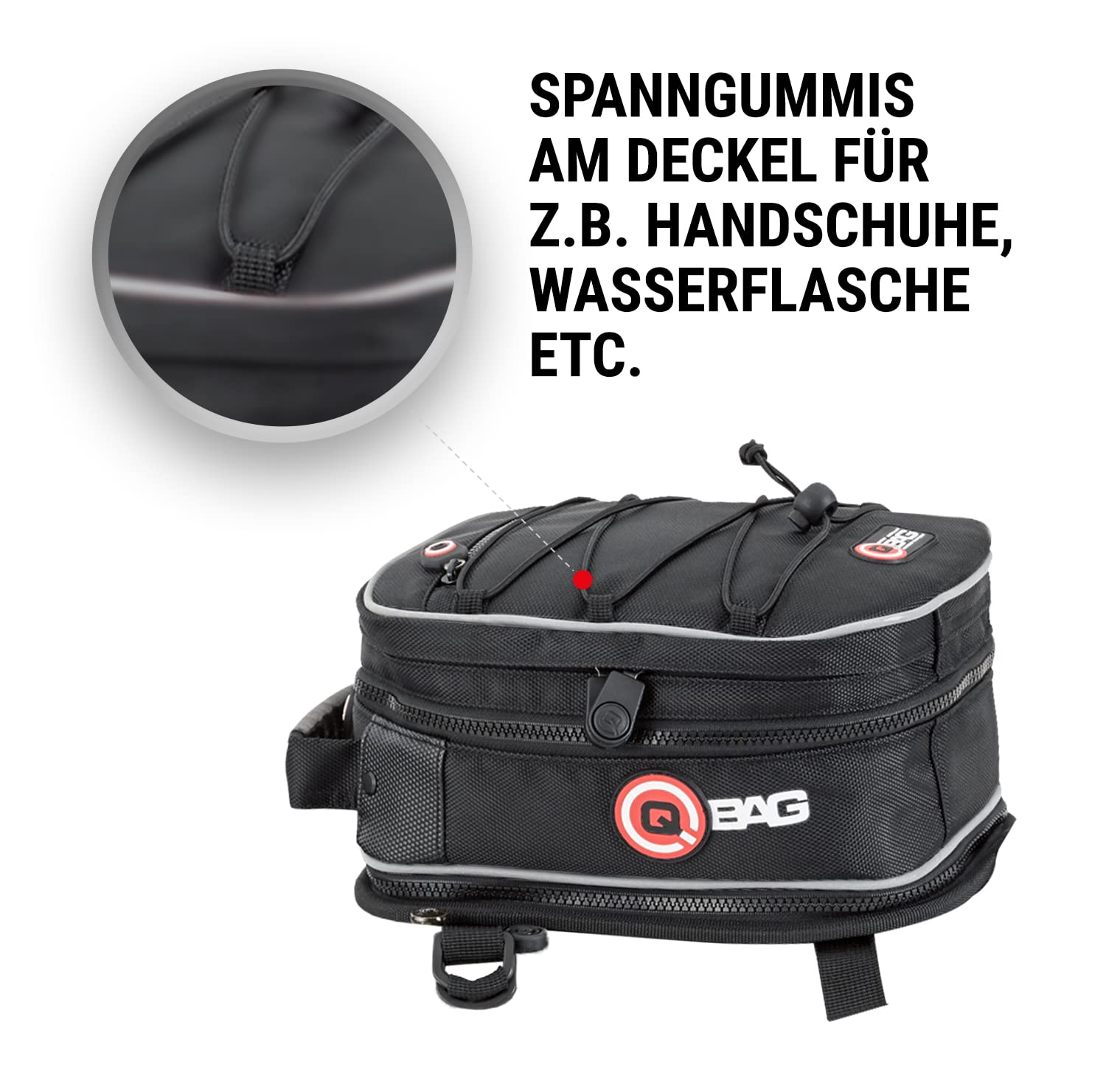 QBag Borsa Posteriore Moto Portaruota 3,5 a 5 Litri, Nero