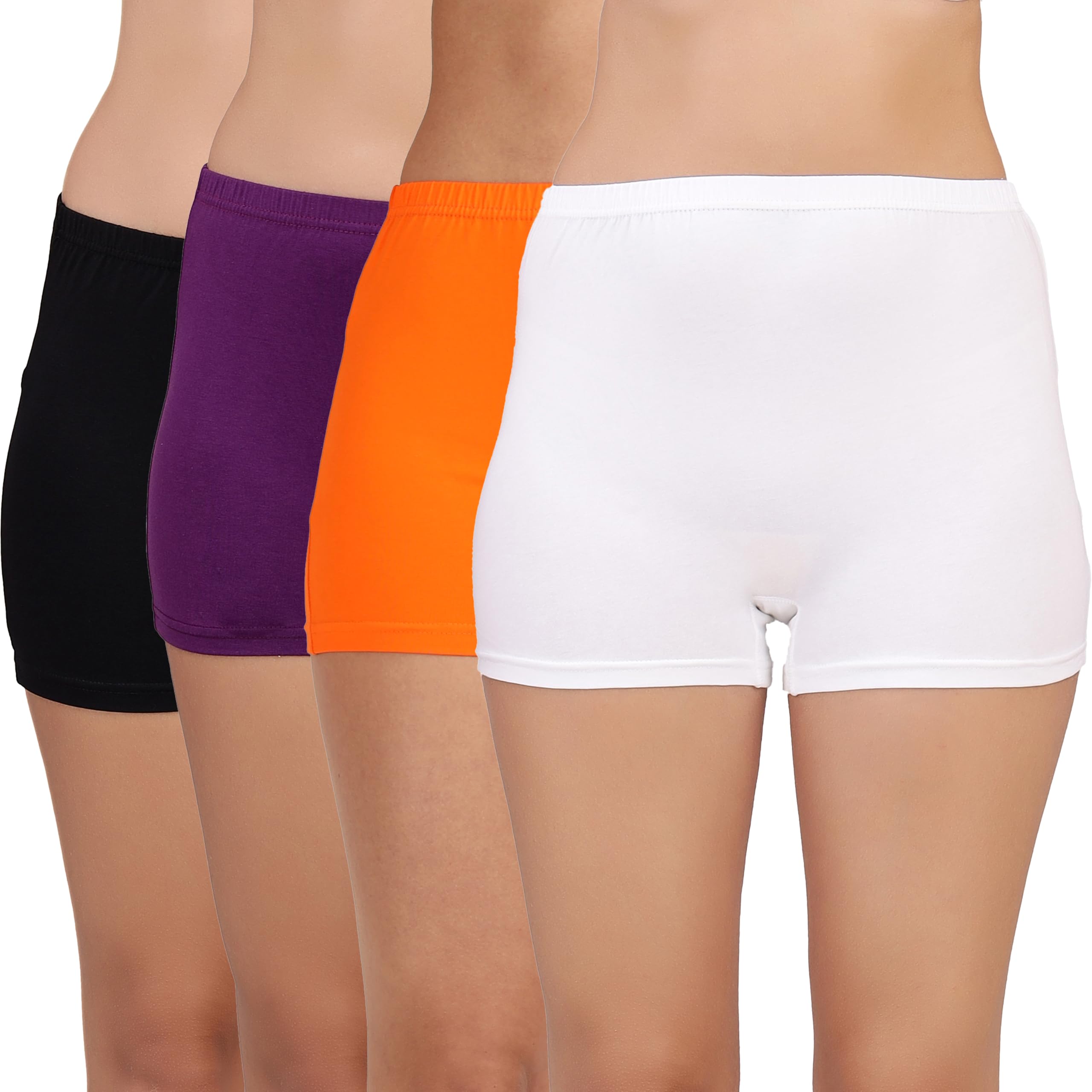 Womens Solid Lycra Mid Rise Stretchable Boy Short Panties (Pack of 4)-image-31