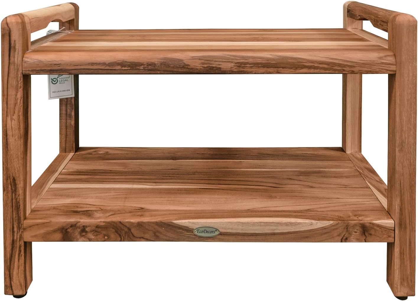 EcoDecors, Eleganto, 29", Teak Shower Bench, Teak Shower Bench, Shelf
