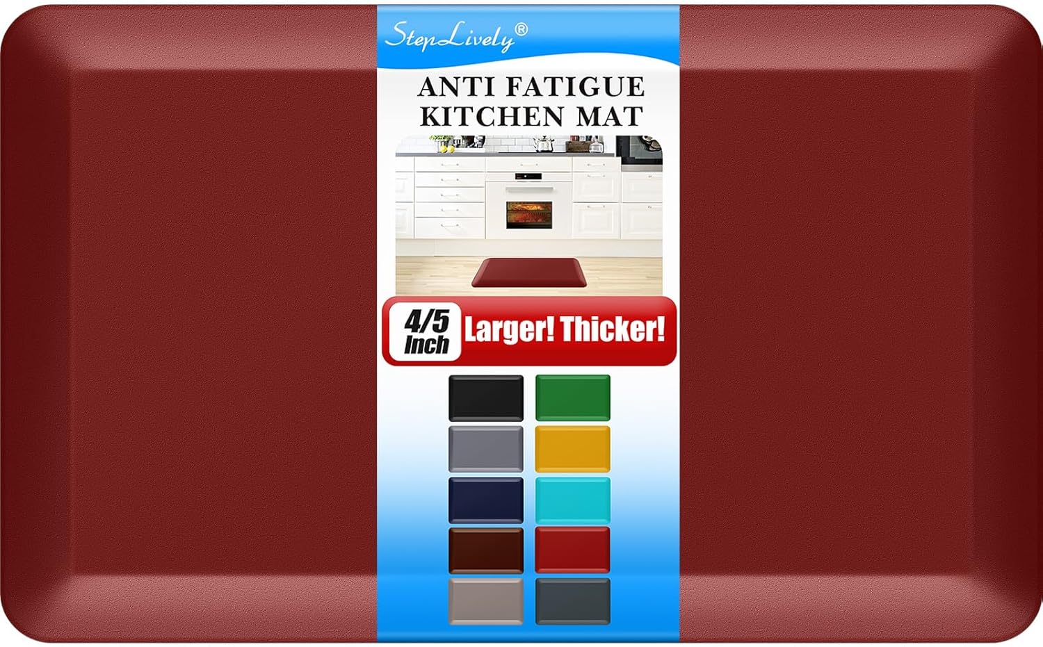 4/5 Inch Thick Kitchen Mats for Floor,Home & Kitchen Rug,Anti-Fatigue Mats,Waterproof Non-Slip Kitchen Mats,Comfort Standing Mat for Kitchen,Floor,Office,Sofa (17.3''x24'' Red)