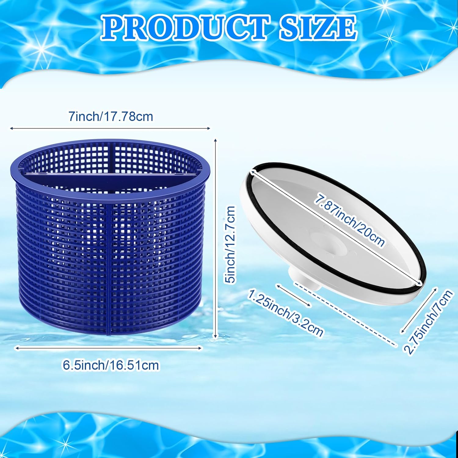 2pcs 7'' SPX1082CA Pool Skimmer Basket and 2 Pcs SP1106 Vacuum Plate Compatible with Hayward Skim Vac In-Ground Swimming Pool Skimmer SP1082, SP1083, SP1084, SP1085, SP1086, SP1075(Blue)