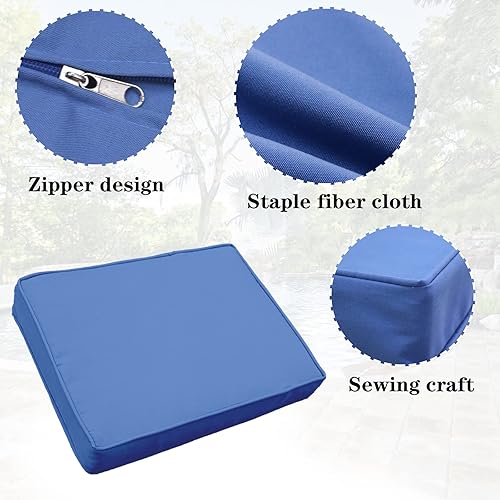 Miniatura 5 de Juego de 14 fundas de cojín de repuesto para patio, exteriores, a prueba de salpicaduras, con cremalleras, protector para muebles de patio (azul, 25