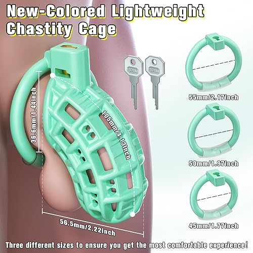 Miniatura 2 de Chastity Cage - Juguetes sexuales masculinos  Dispositivo de castidad ligero con anillo de 3 tamaños, 2 cerraduras invisibles, control de erección