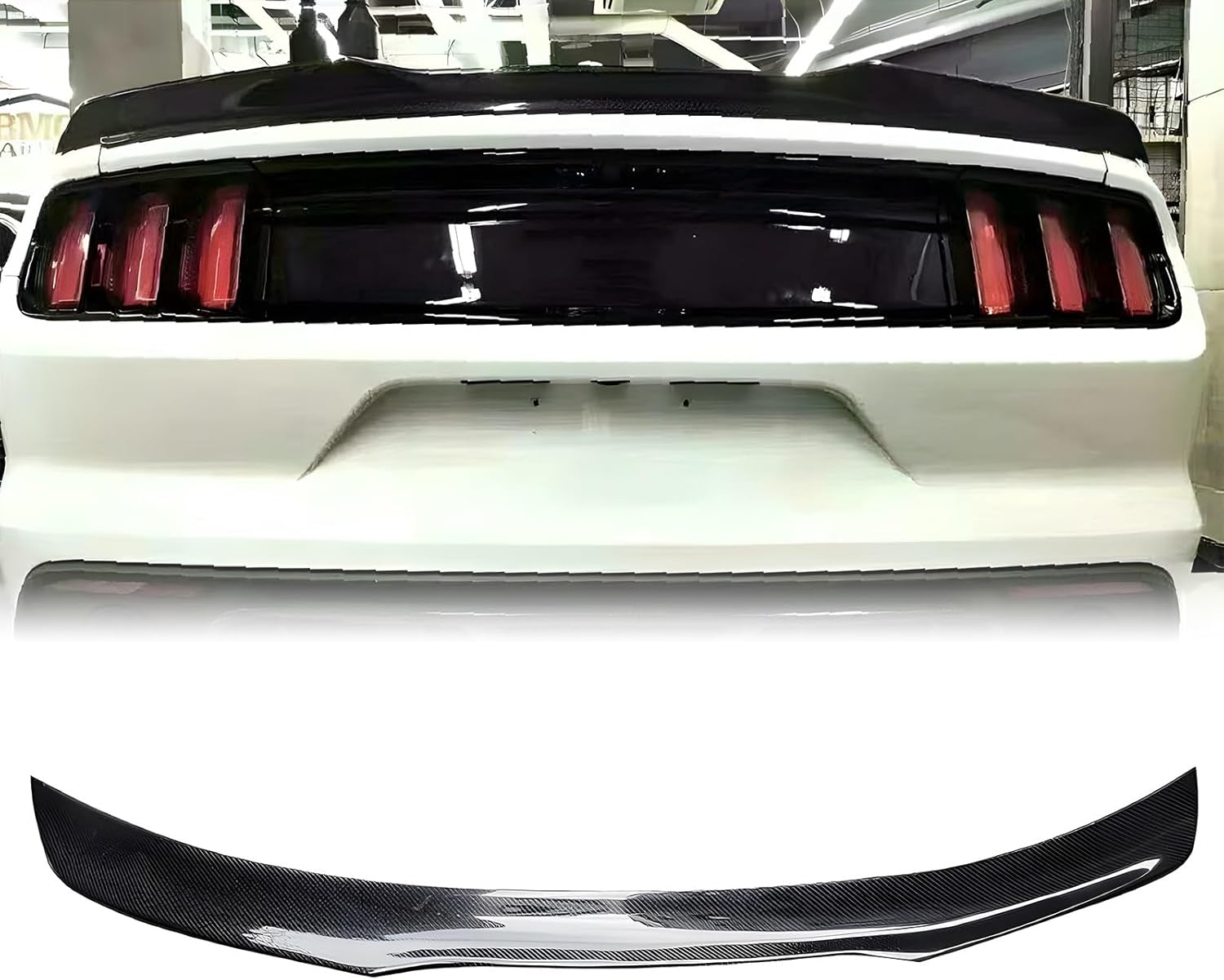 Carbon Fiber Rear Spoiler Wing Compatible with Mustang 2015-2017 Rear Trunk Lip Spoiler Wing Vehicle Body Styling Kit