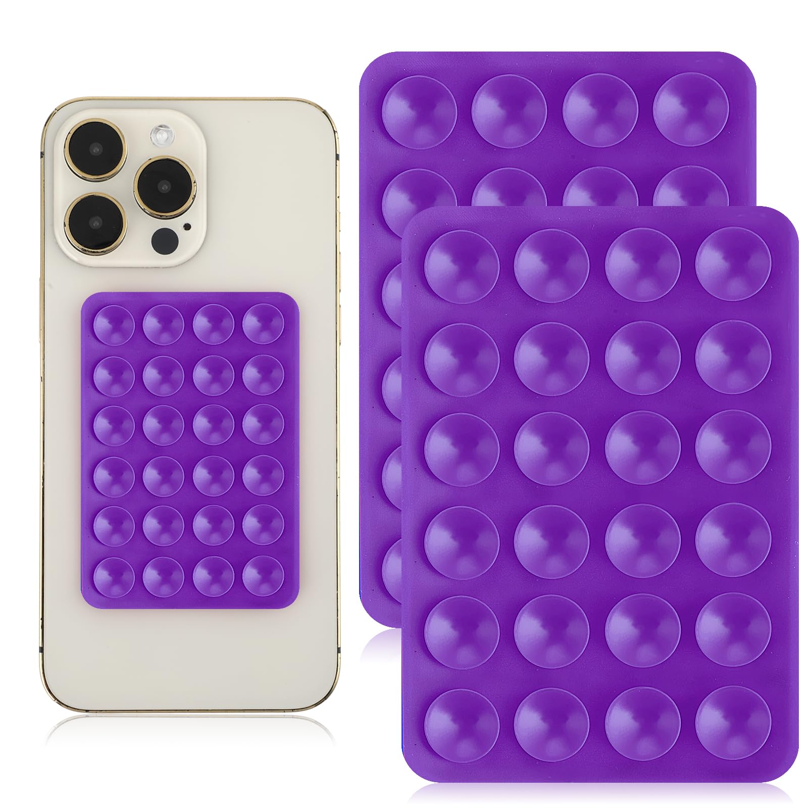 Giantree 2 Pcs Silicone Suction Phone Case Adhesive Mount, Suction Phone Case Mount Anti-Slip Hands-Free Mobile Accessory Phone Accessory Holder (Purple)
