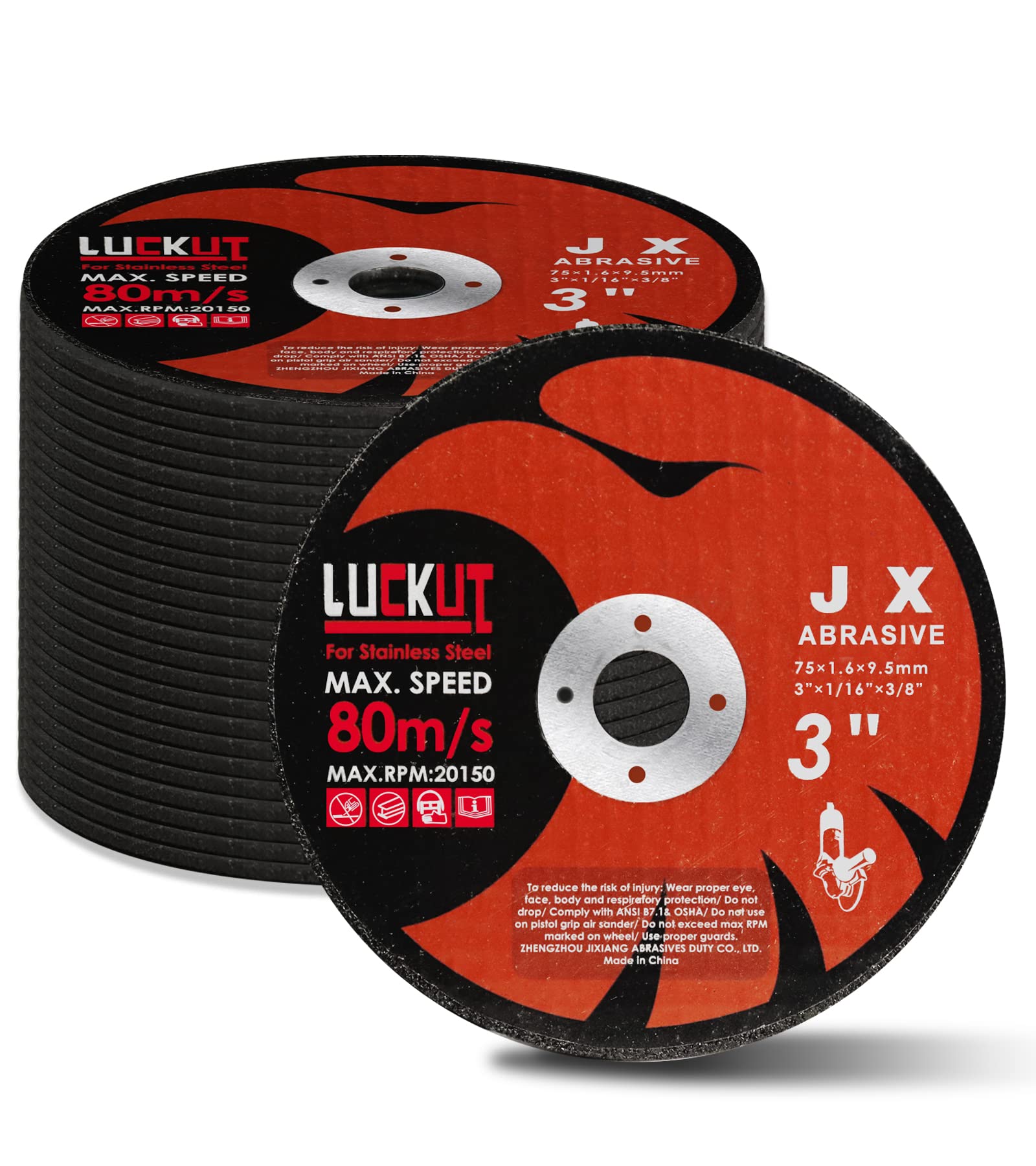 LUCKUT Cut-Off Wheels Cutting Wheel Disc 3" x 1/16''x3/8'' Thin Metal Stainless Steel Cutting Cut Off Disc Blades Grinding Wheel for Angle Grinders