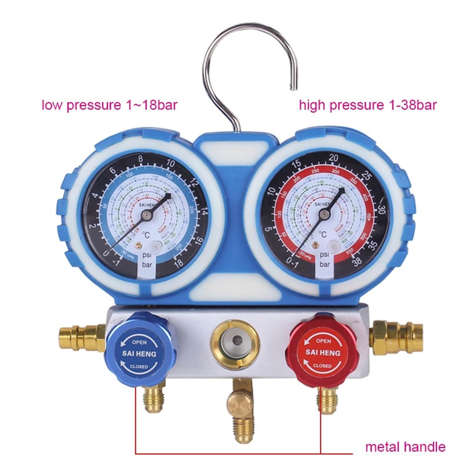 Refrigerant Car air Conditioning Pressure Gauge Regulator Double Valve Air Conditioning and Fluoride Tool kit