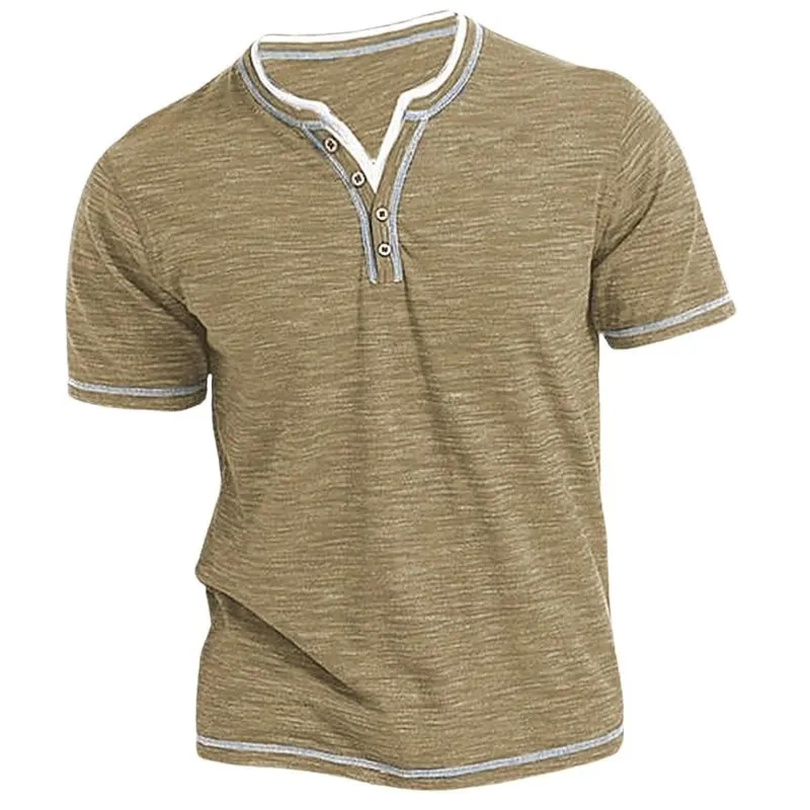 Men Chemise Homme Manches Longues Casual Shirt Businesshommes Chemise Col Rond T-Shirt Coton À Manches Courtes Casual Street Wear Sport