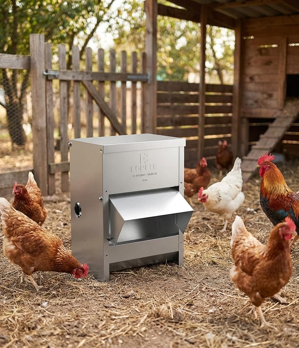 Mangiatoia galline tramoggia esterna con visiera 12 kg, 24x20x50 cm