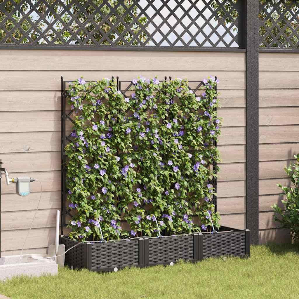 Lote de 3 macetas de jardín con celosía (plástico, 120 x 40 x 126 cm), color negro