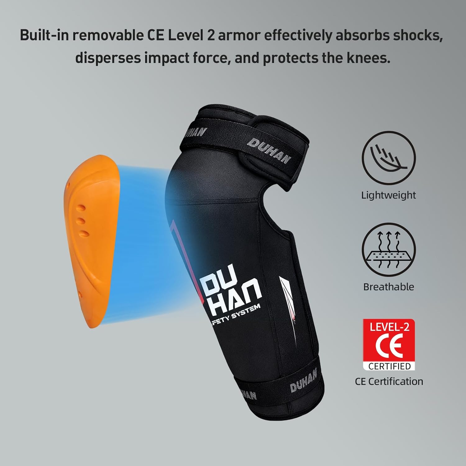 DUHAN Motorcycle Knee Pads for Men & Women, CE Level 2 Certified, 45-180° Flex & Adjustable Straps, Thermal Warm Fleece Lining for Motocross, Dirt Bike, Cold Weather Riding - Image 3