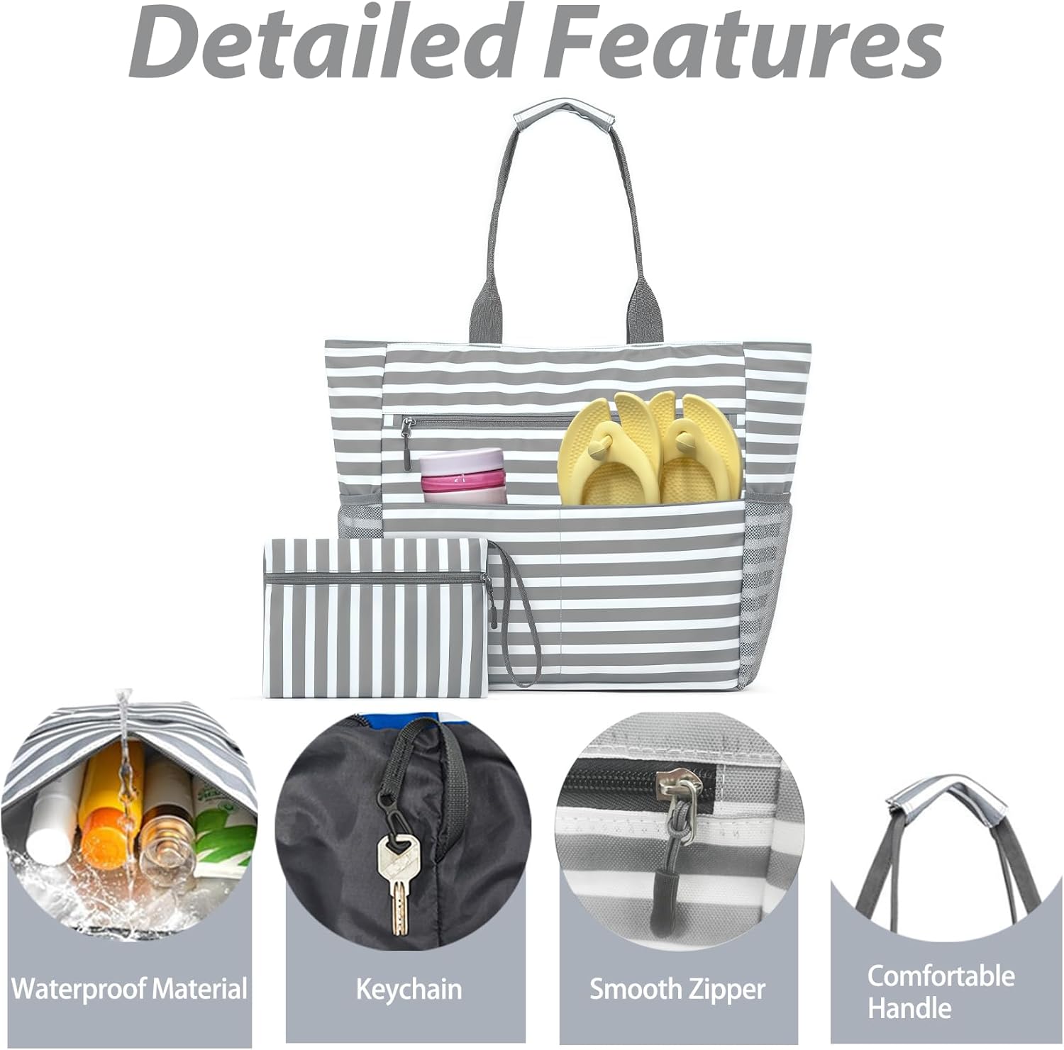 Waterproof Foldable Tote Bag for Travel – Large Carry-On with Zipper Pocket for Beach, Gym, Airplane & Weekend Trips - Image 5