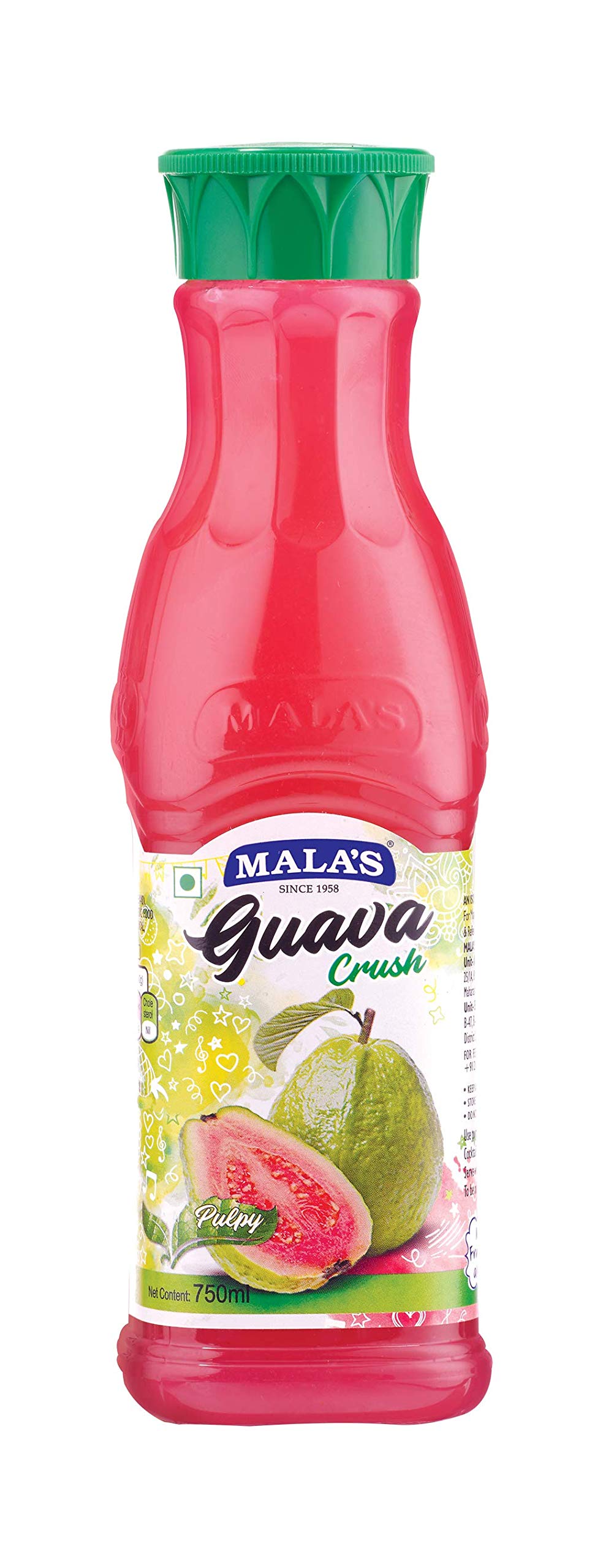 Mala's Crush 750 Millilitre Green, Guava,Vegetarian, Liquid