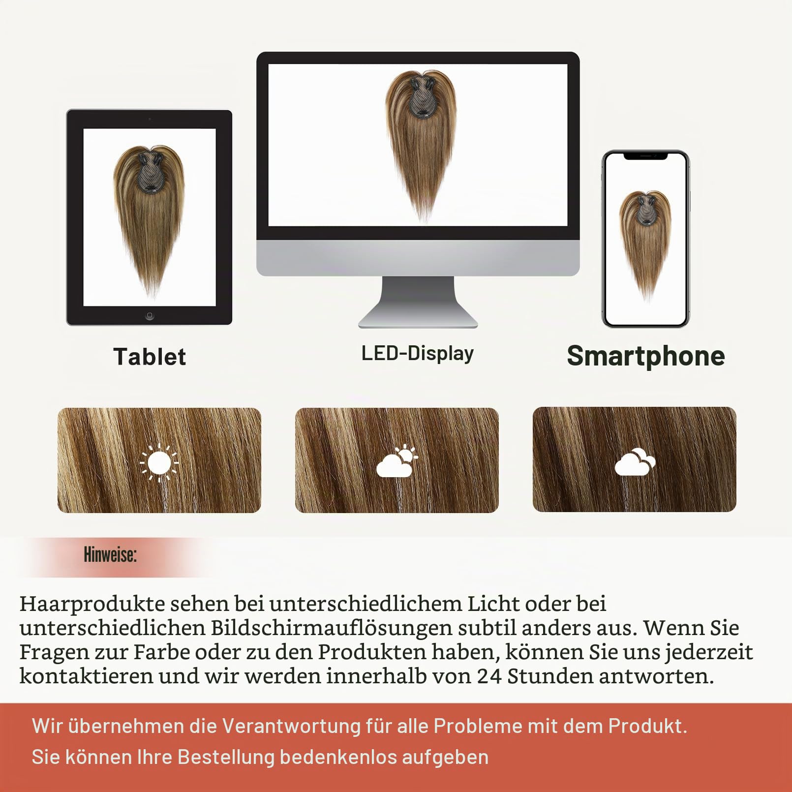 Flufymooz Echthaar-Topper für Frauen, 26 cm Real Human Hair Toppers for Women 100% Echthaar-Topper für dünner werdendes Haarteil 360° 3D Clip-in Pony-Haarteil-Mittelbraun mit blonden Strähnen