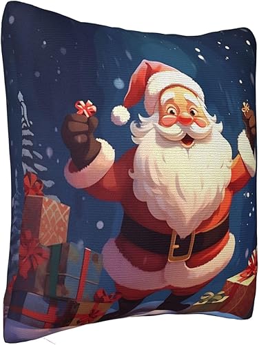 Miniatura 7 de Fundas de almohada decorativas de 12 x 12 pulgadas, fundas de almohada cuadradas para sofá, Navidad, Papá Noel, fundas de almohada de doble cara,