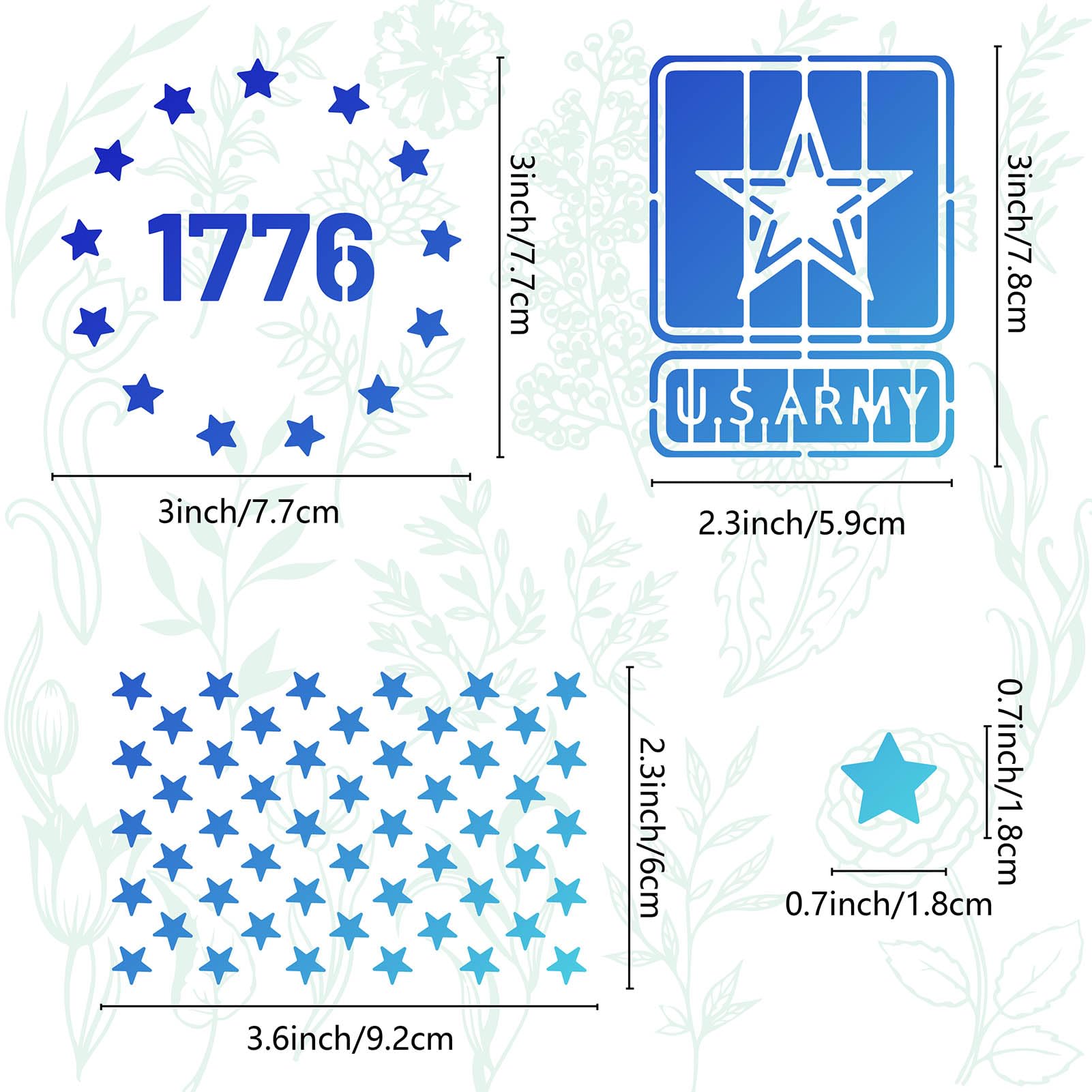GORGECRAFT 16x16cm Independence Day Metal Stencils American Flag 50 Star and 13 Stars 1776 Stainless Steel USA Army Templates for Wood Burning Engraving Crafting Scrapbook Art Ornate Party - Image 3