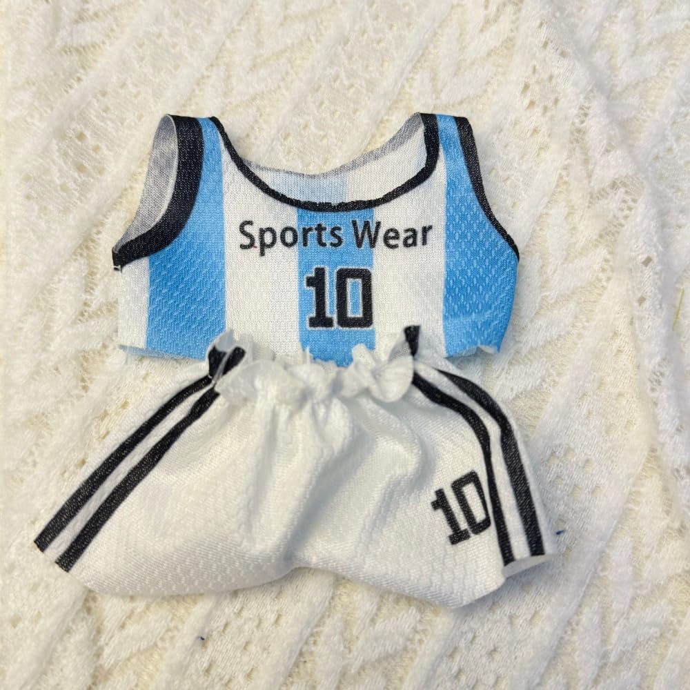 Clothes for Labubu Soccer Uniform 2-Piece Outfit - Sporty Design with Jersey & Shorts,Ideal for 17cm Dolls(No Doll) (Number 10)