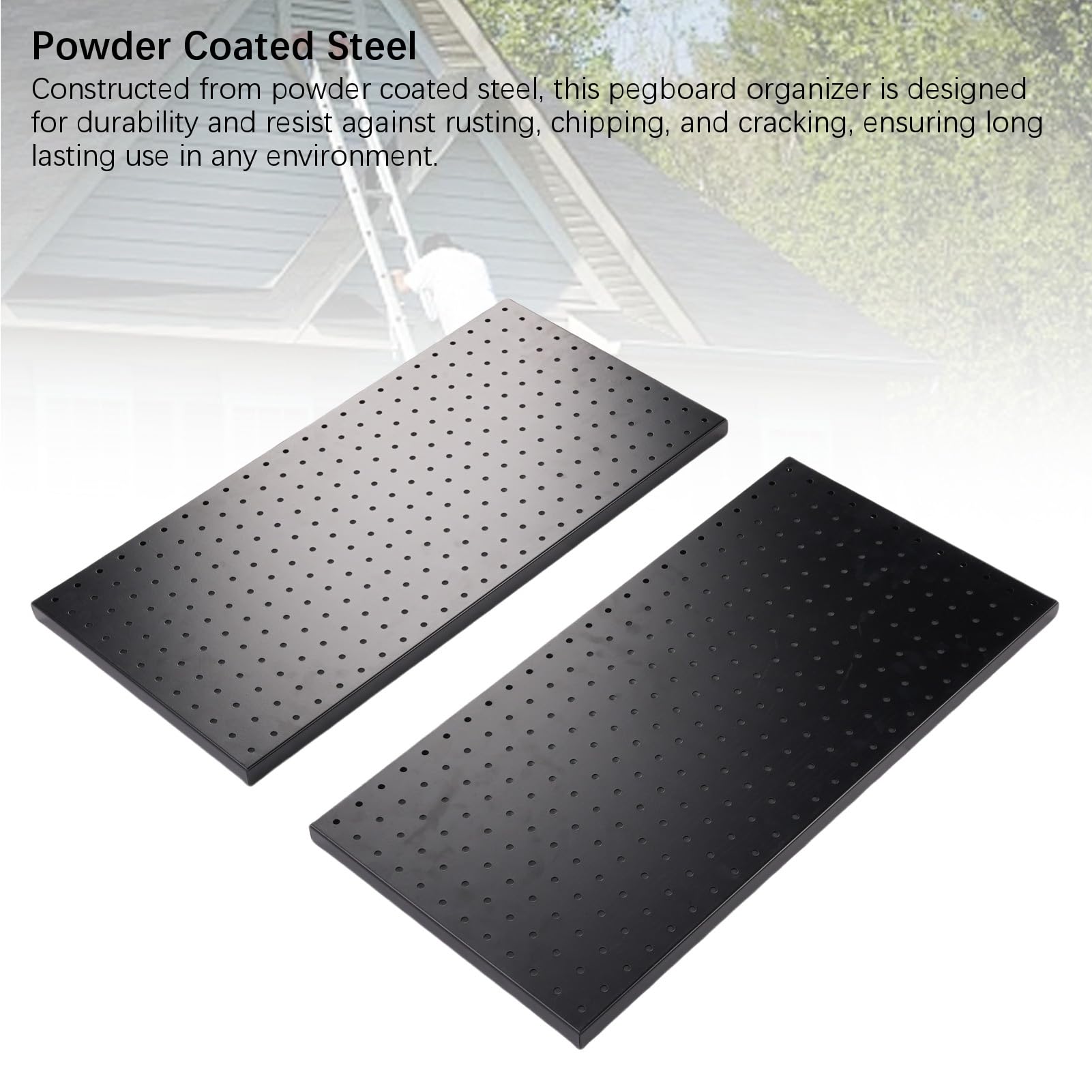 Topiky 2 szt. Wytrzymały Organizer ścienny z Pegboardu 24x12 Cali, 288 Otworów Metalowy Panel z Pegboardu do Przechowywania Narzędzi w Garażu, Magazyn Warsztatowy