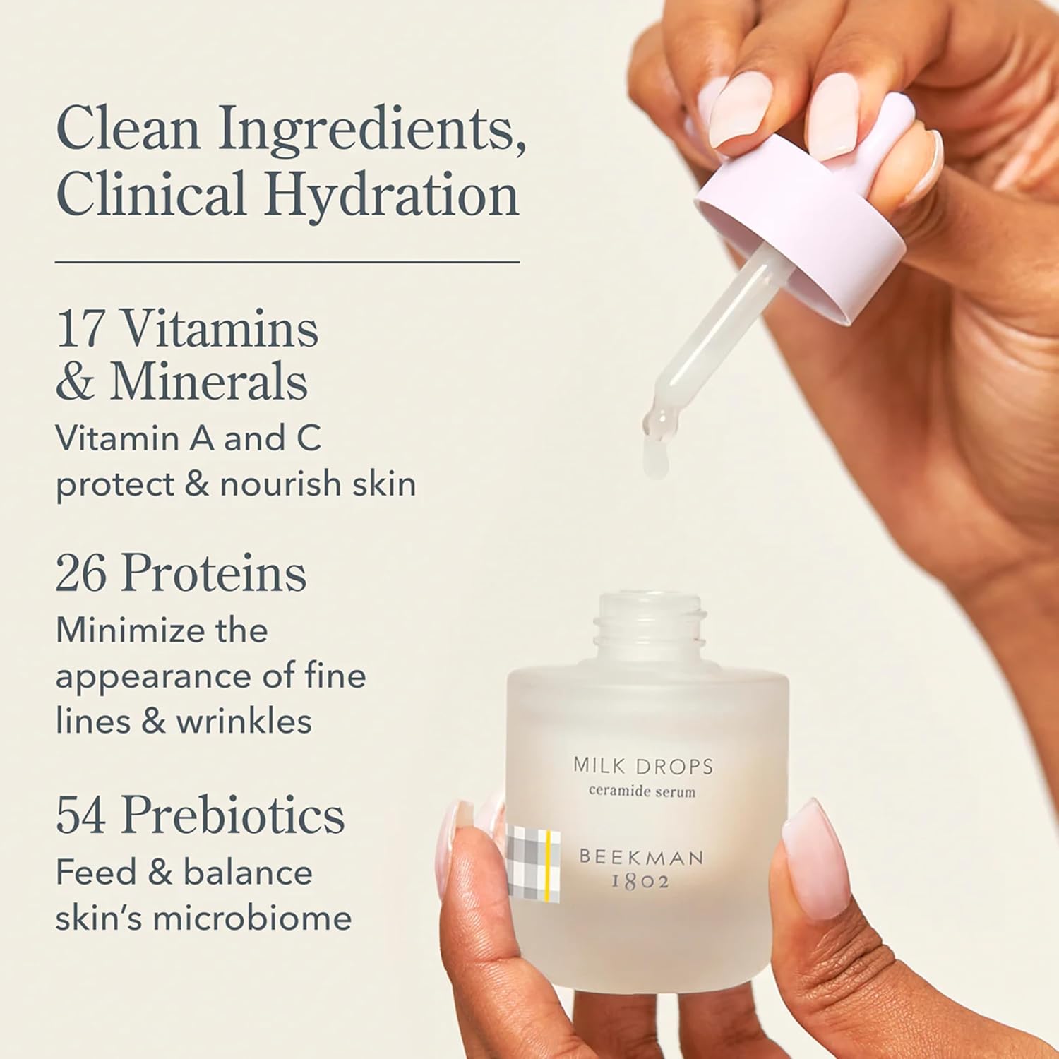 Beekman 1802 Milk Drops Ceramide Facial Serum – Hydrating Barrier Serum with Goat Milk, Ceramides, Squalane & Hyaluronic Acid – Lightweight, Non-Greasy – Fragrance Free – For Oily & Acne-Prone Skin - Image 5