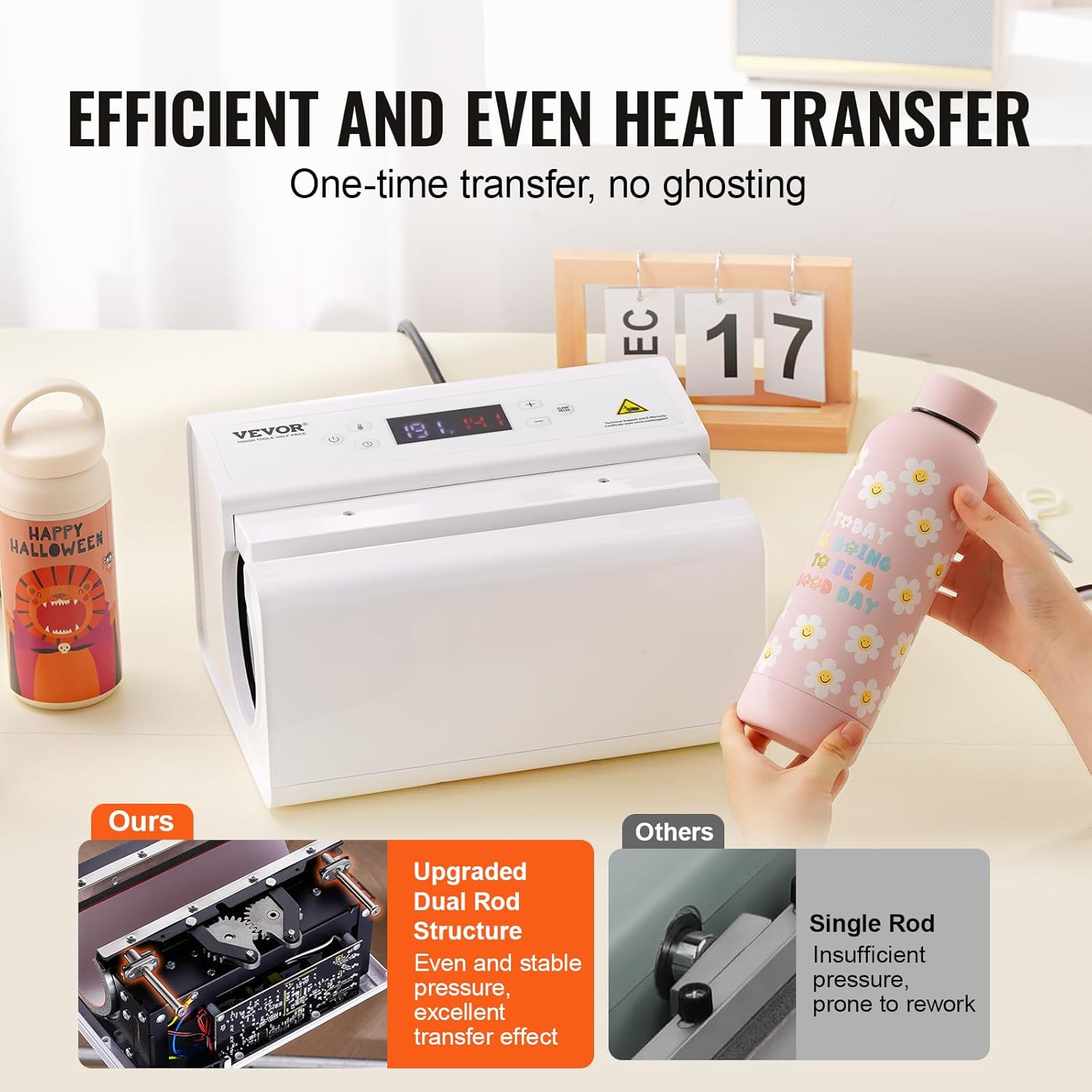 VEVOR Auto Tumbler Heat Press Machine, Automatic Rotation Full Print Mug Heat Press with Temp and Time Setting, Even Heating for 11-30oz Sublimation Tumblers, Mug, Cups (White)
