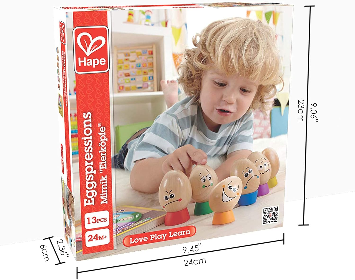 Hape Eggspressions Wooden Learning Toy with Illustrative Book, 13 pieces