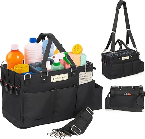 Miniatura 10 de FifthStart Organizador de limpieza multiusos con correa para la cintura y el hombro, organizador de pañales, 9 bolsillos y fácil de limpiar, bolsa