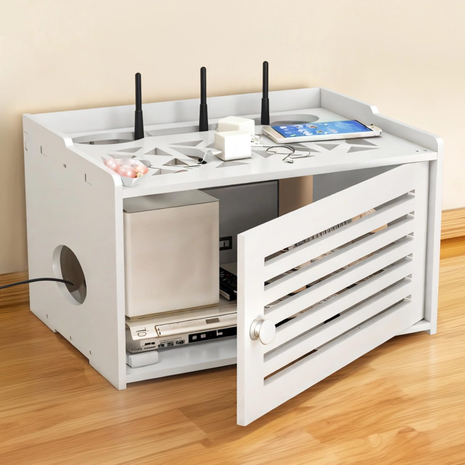 Grand support de gestion de routeur au design épuré blanc
