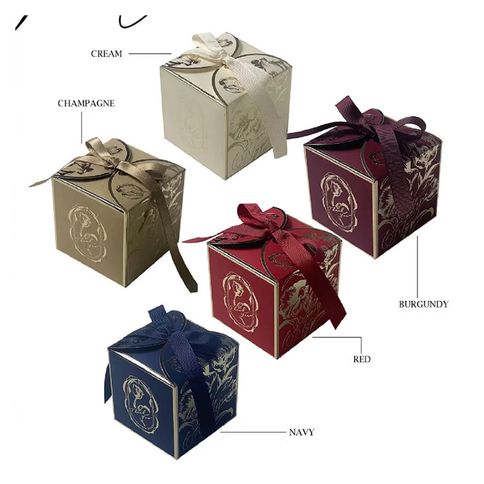 Cajas De Boda Para Caramelos Caja de dulces de boda de lujo, color champán, 10 unidades, color dorado, ideal for bodas.(Champagne,100pcs)